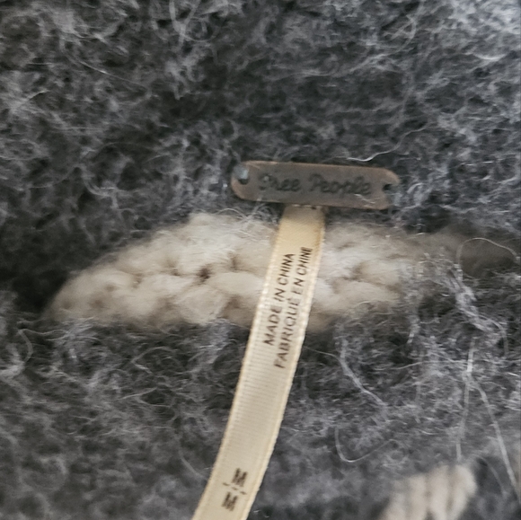 Free People Nordic Rainbow Stripe Oversized Chunky Knit Sweater Medium Boho Alpa - Picture 7 of 8